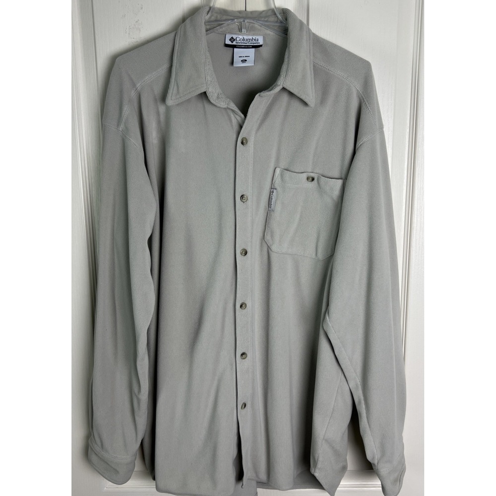 Vintage Y2K‎ Columbia Sportswear Shirt Mens XL Gray Corduroy Long Sleeve E21